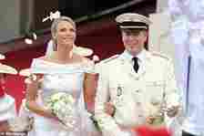 The white rose petals dropped in their thousands to welcome the newly wed couple