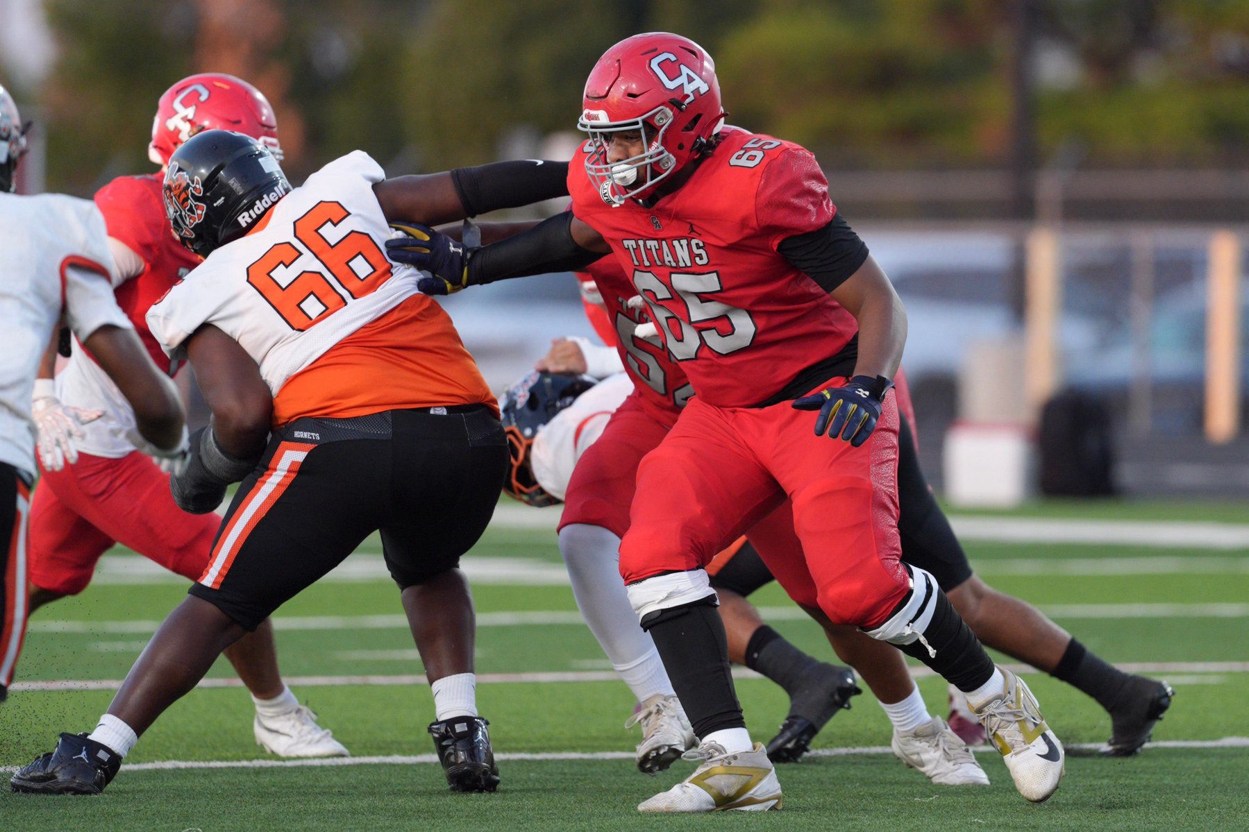 Jax Wilkerson during a high school football game between Booker T. Washington and Carl Albert in Midwest City, Oklahoma on Sept. 4, 2026.