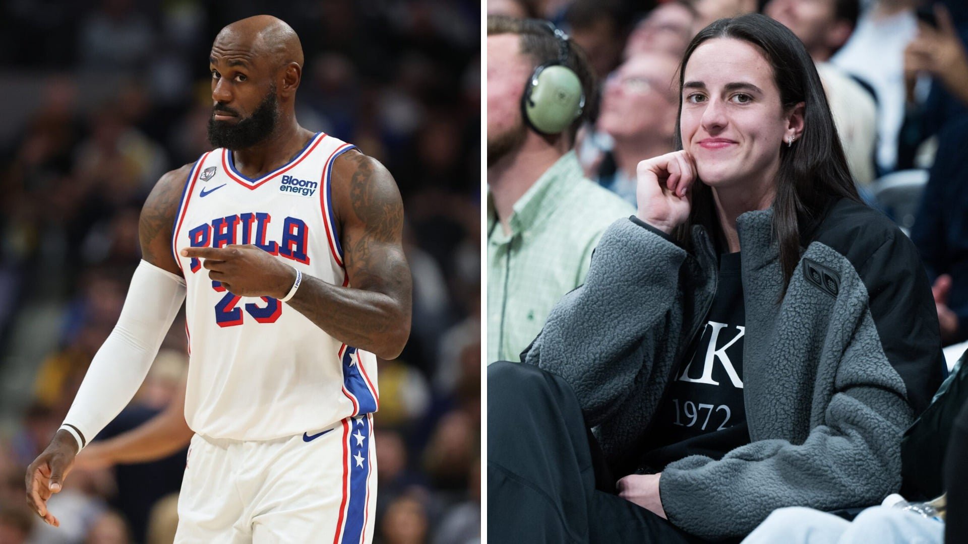 LeBron James and Caitlin Clark both in attendance at Pacers vs 76ers