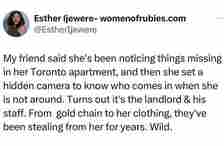 lady discovers her landlord has been stealing from her apartment in Canada