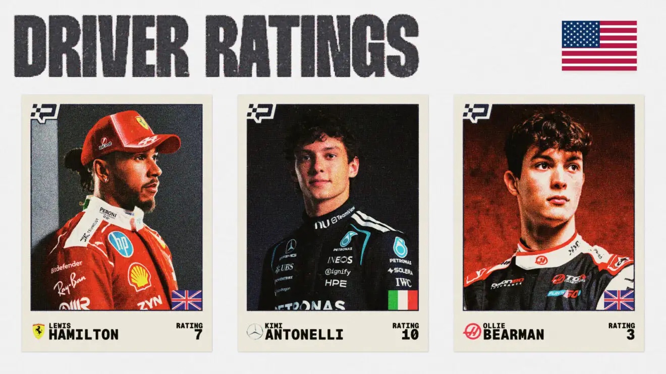 Kimi Antonelli, Lewis Hamilton, and Oliver Bearman.