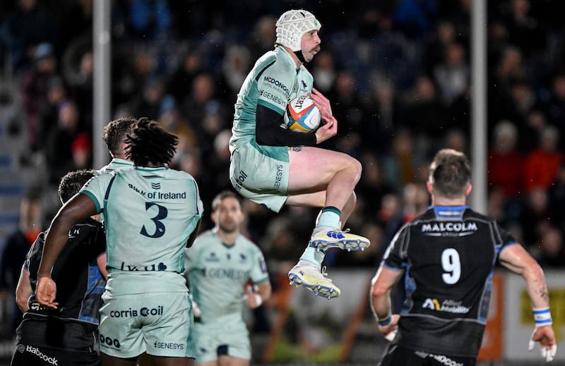 Mack Hansen during Connacht's URC game against Glasgow earlier this month. Photograph: Craig Watson/Inpho