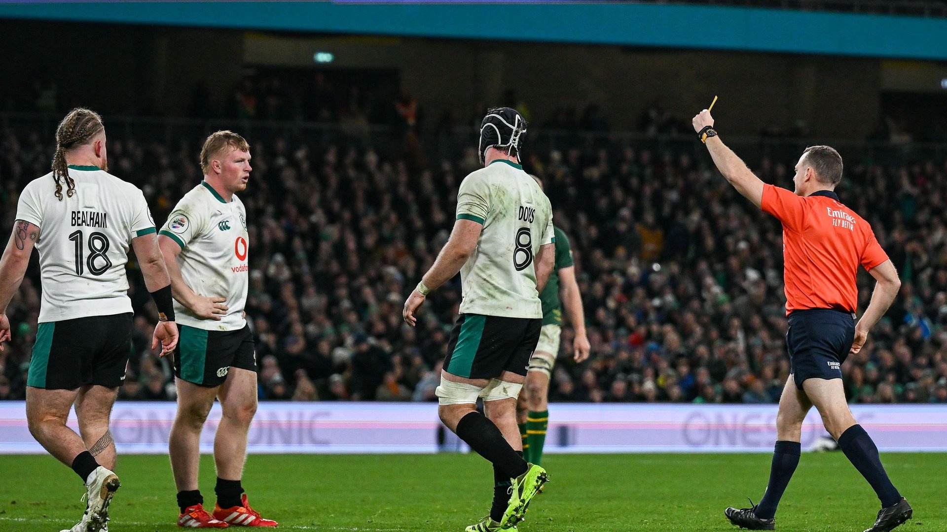 Paddy McCarthy is shown a yellow card