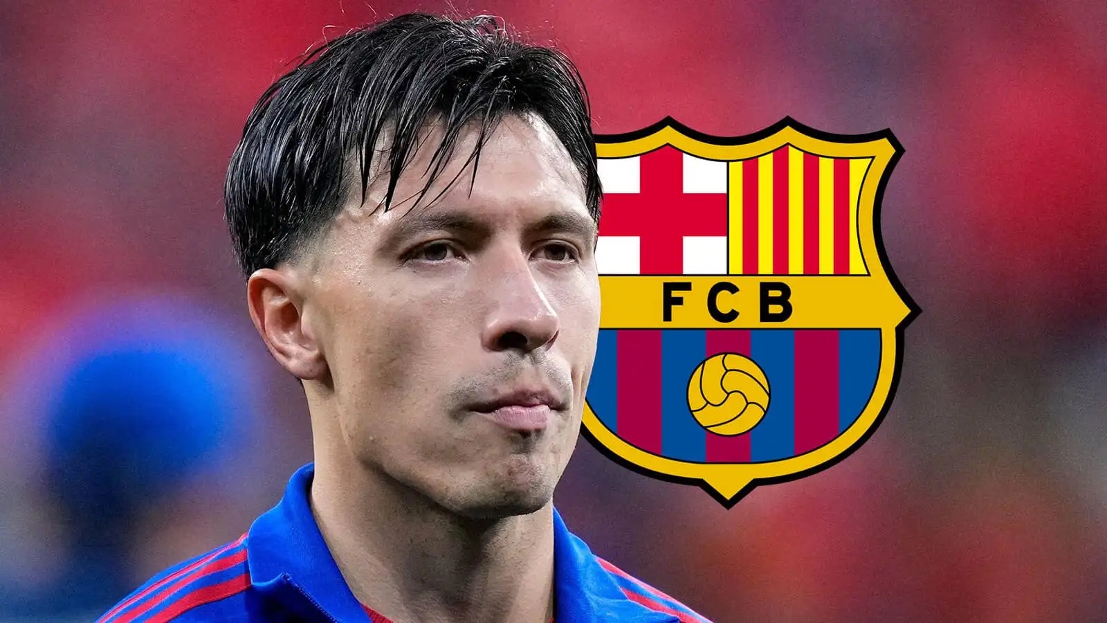 Lisandro Martinez with a Barcelona badge