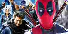 A split image of Deadpool in Deadpool and Wolverine with the X-Men in Fox's X-Men The Last Stand