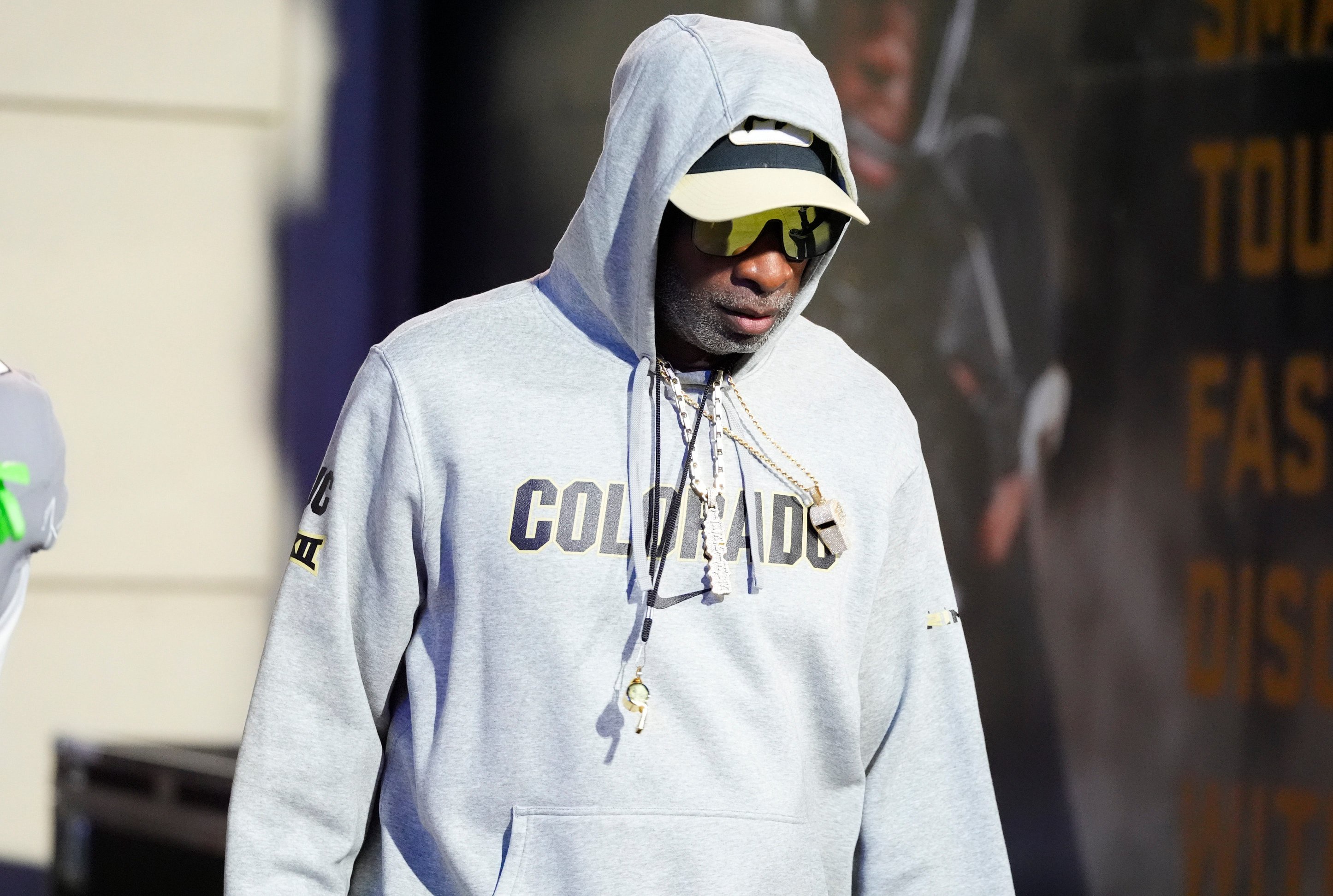 Oct 17, 2026; Boulder, Colorado, USA;  Colorado Buffaloes head coach Deion Sanders against the game against the Utah Utes at Folsom Field.  Mandatory Credit: Ron Chenoy-Imagn Images
