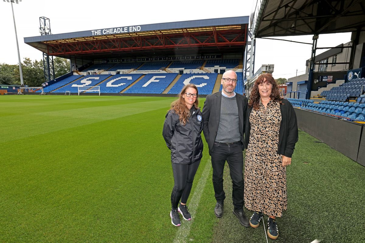 Lucy Connell (Head of Football Education), Gavin Bailey (CEO of the club), Alison Harwood (CEO of the Stockport County Community Trust) who are helping grow the club's influence beyond the pitch