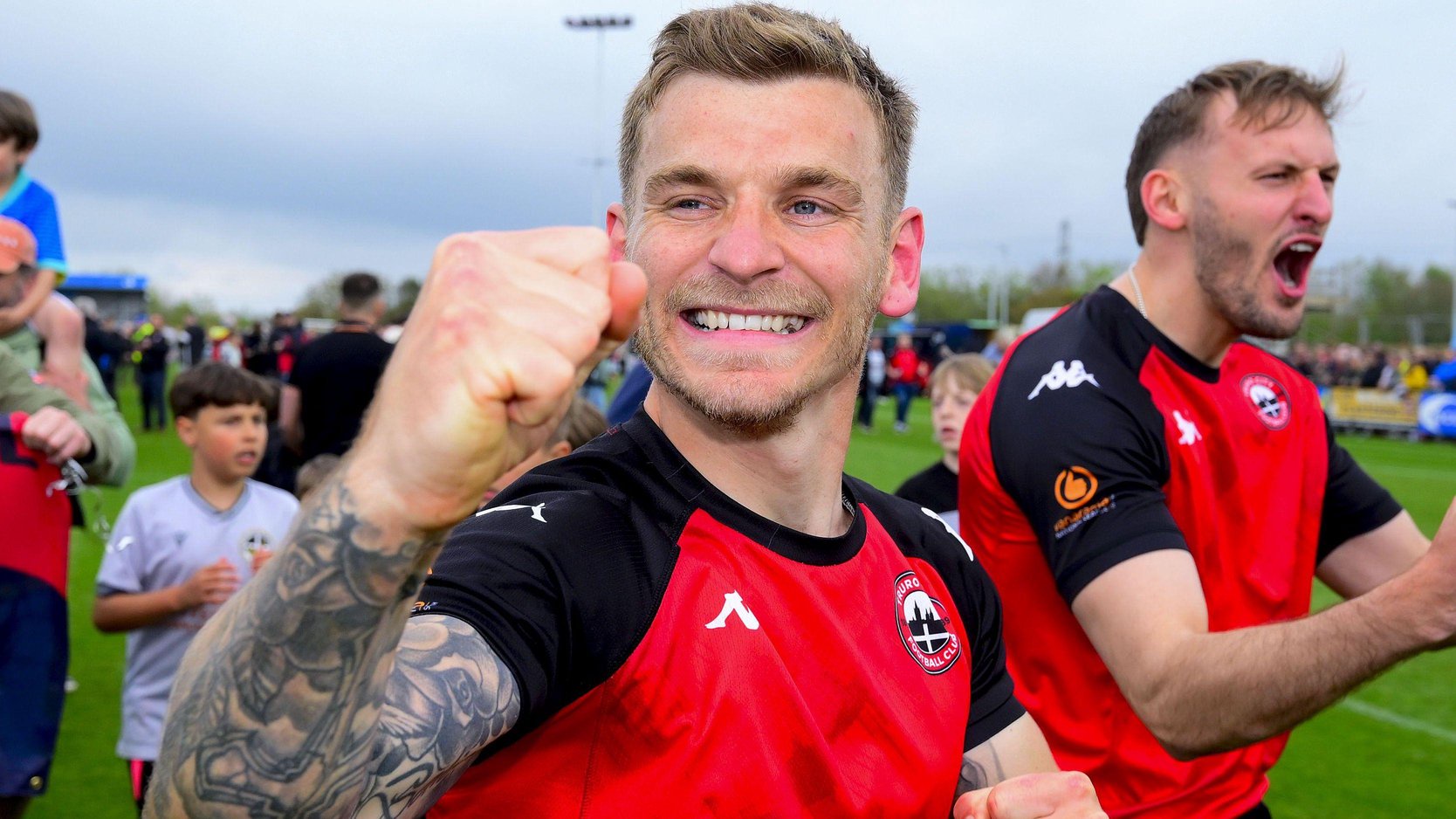 Andrew Neal celebrates promotion with Truro City