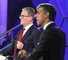 Sir Keir Starmer and Rishi Sunak, both looking left, during an election debate