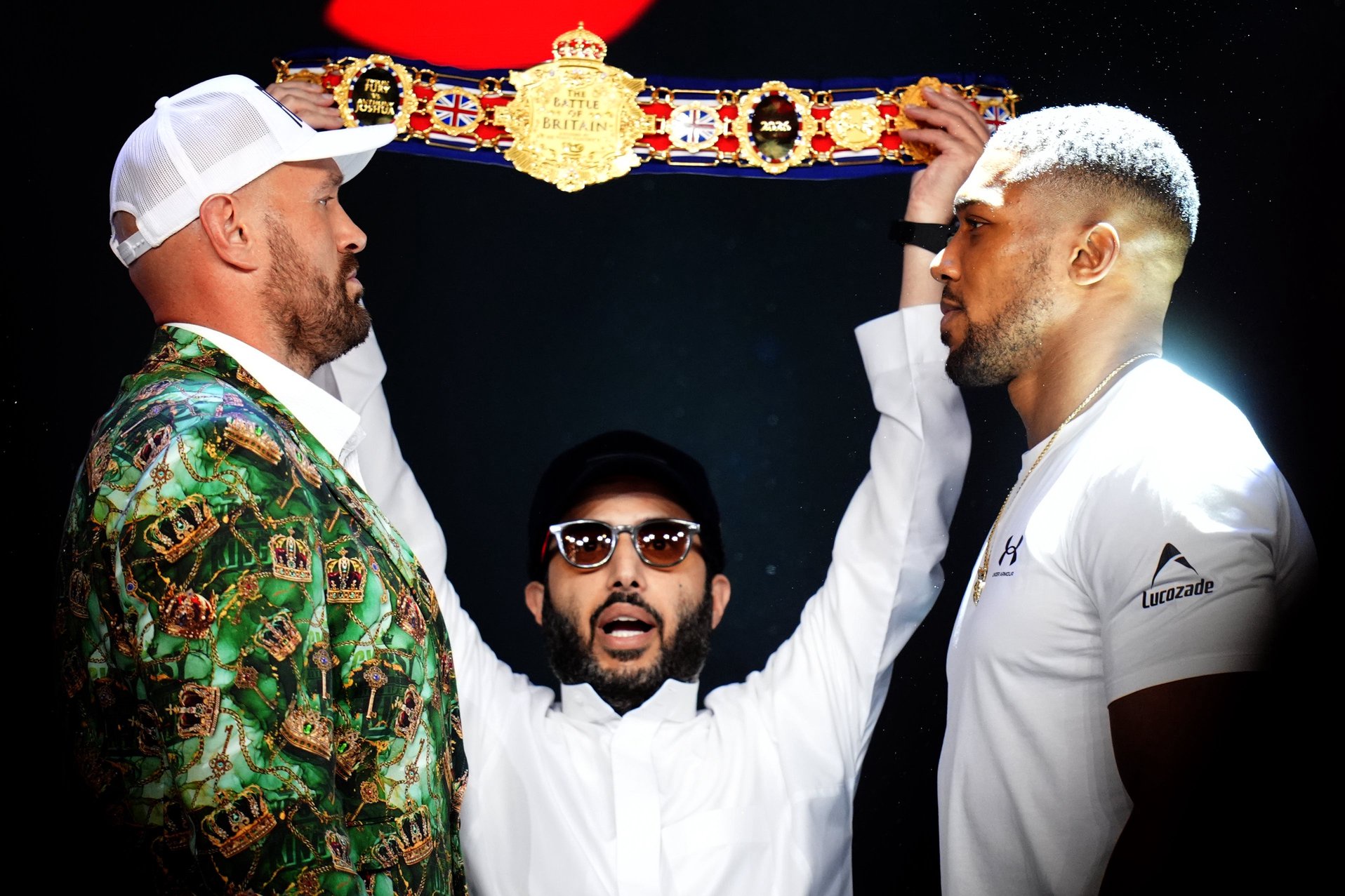 Tyson Fury (left) and Anthony Joshua face off