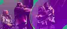 Kizz Daniel's wife joins him on stage at his UK concert.