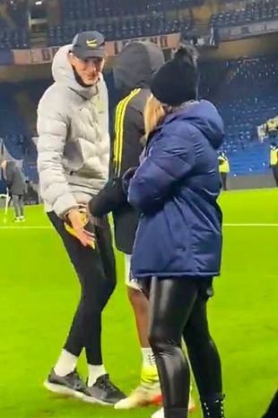 It's unclear what Tuchel was saying to Raphinha, who is a target for Chelsea