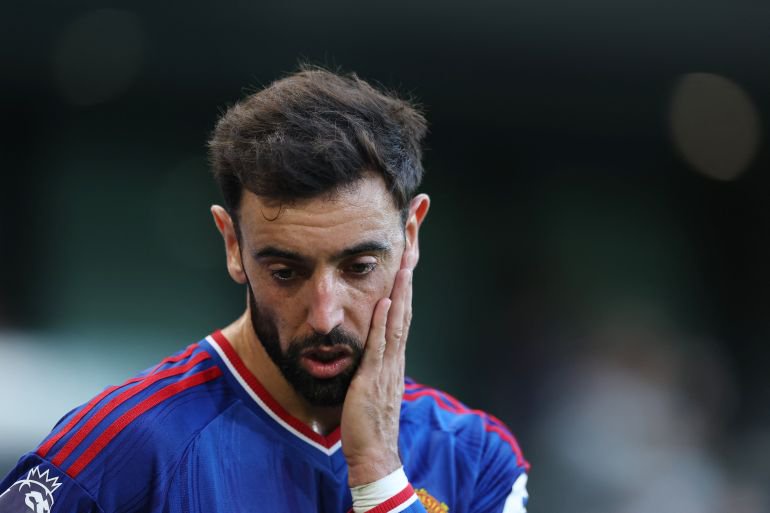 Manchester United’s Bruno Fernandes, the Professional Footballers’ Association’s player of the year for an outstanding 2025-26 season, has misfired this campaign [Reuters]