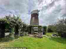 The Red Mill (pictured) can only be reached by a four-mile track over marshland and is situated in the Norfolk Broads