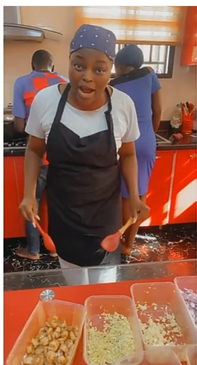 Actress Funke Akindele Shares Snaps Of Herself Preparing Fried Rice (Photos)