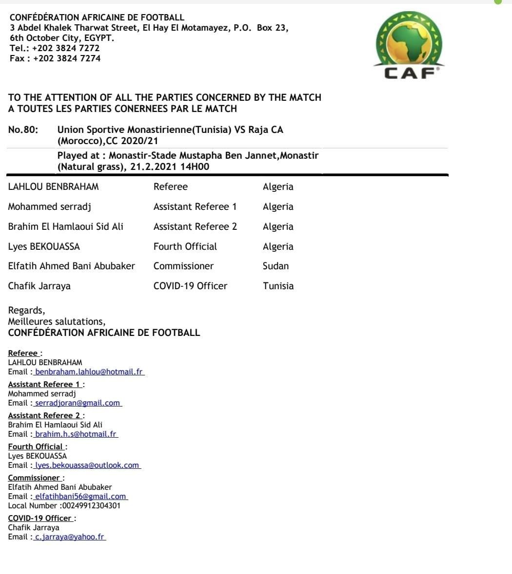 &Quot;الكاف&Quot; يصدم الرجاء الرياضي المغربي ويعيد سيناريو تونغيث السنغالي