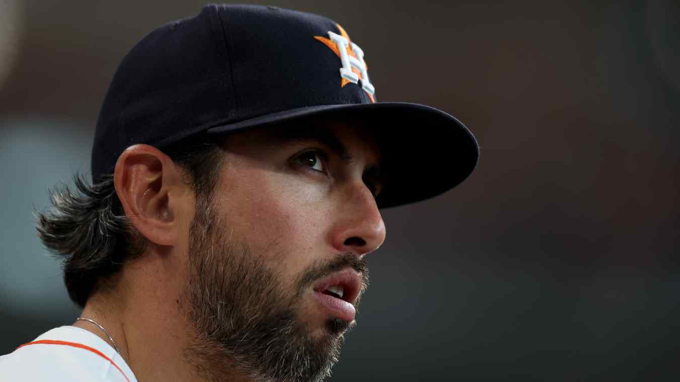 Coach Jason Bell of the Houston Astros looks on during the game against the Seattle Mariners in the first inning at Daikin Park on May 24, 2025 in Houston, Texas.