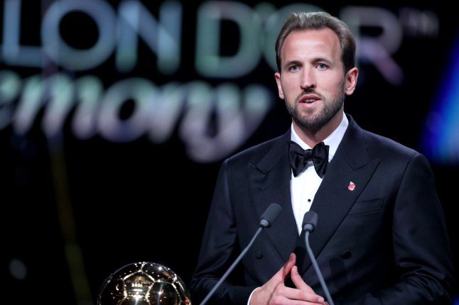 Mandatory Credit: Photo by Xinhua/Shutterstock (17237507i) Bayern Munich's Harry Kane speaks after winning the men's Ballon d'Or award during the 2026 Ballon d'Or Football award ceremony in London, Britain, on Oct. 26, 2026. Britain London Football Ballon d'or Ceremony - 27 Oct 2026