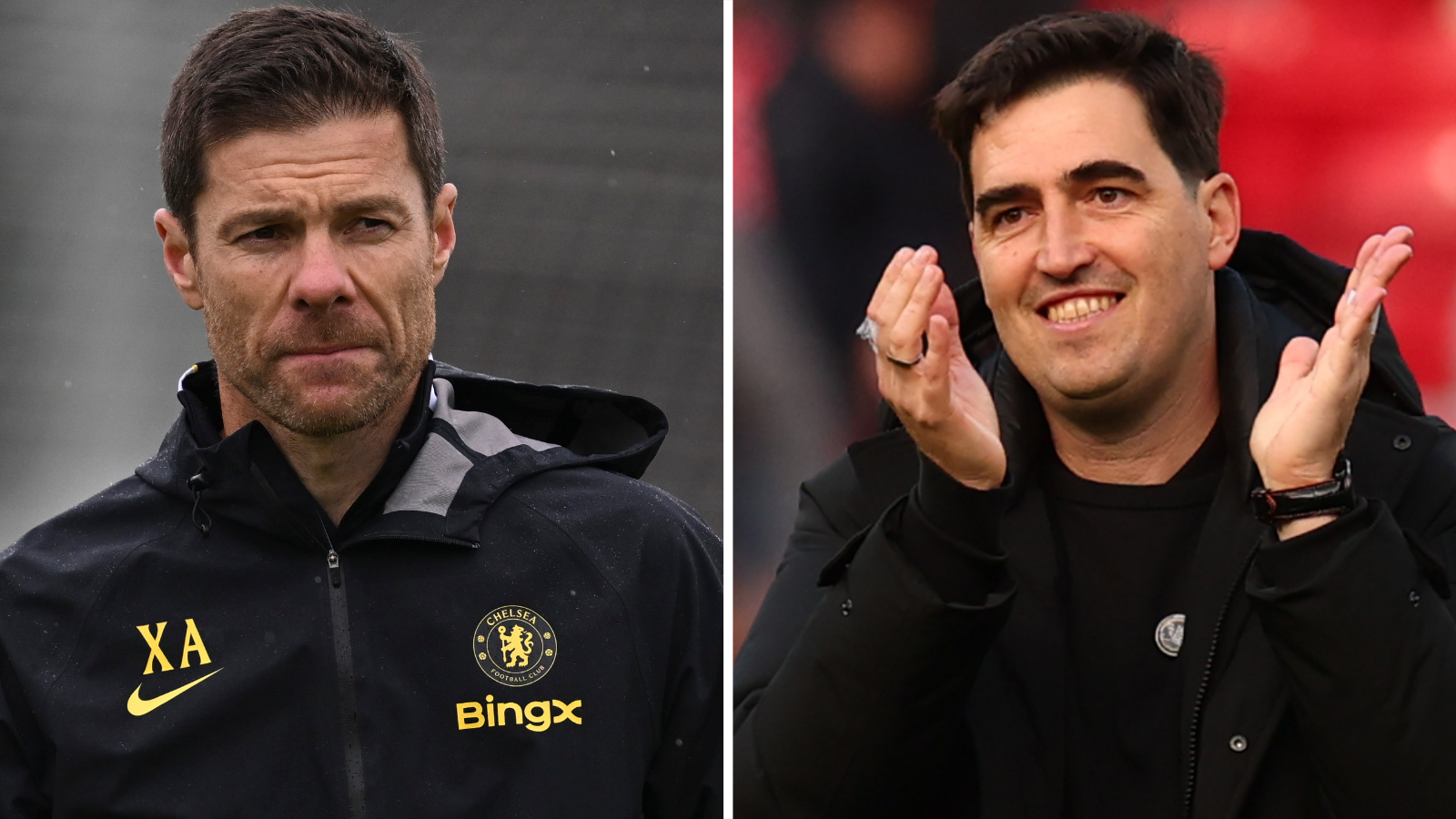 Split picture of Xabi Alonso and Andoni Iraola