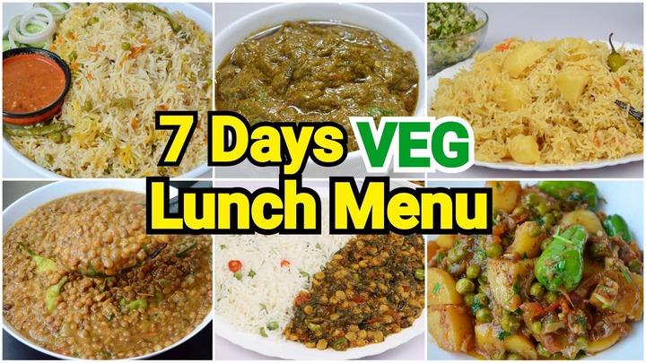 7 Days Vegetarian Lunch Menu ❗ Affordable Weekly Lunch Menu by (YES I CAN  COOK)