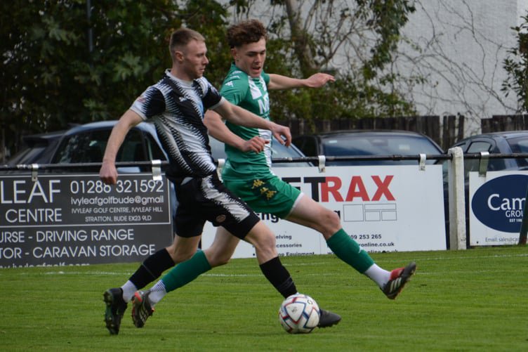 Striker Ben Sharpe grabbed Holsworthy's goal in East Devon. (Picture: Rodney Parrish). 