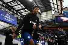 Wesley Fofana of Chelsea enters the pitch to warm up prior to the UEFA Champions League quarterfinal second leg match between Chelsea FC and Real Madrid at Stamford Bridge on April 18, 2023 in London, England.