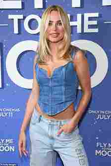 The Made In Chelsea alum, 33, turned heads in an all-denim ensemble featuring a busty denim corset