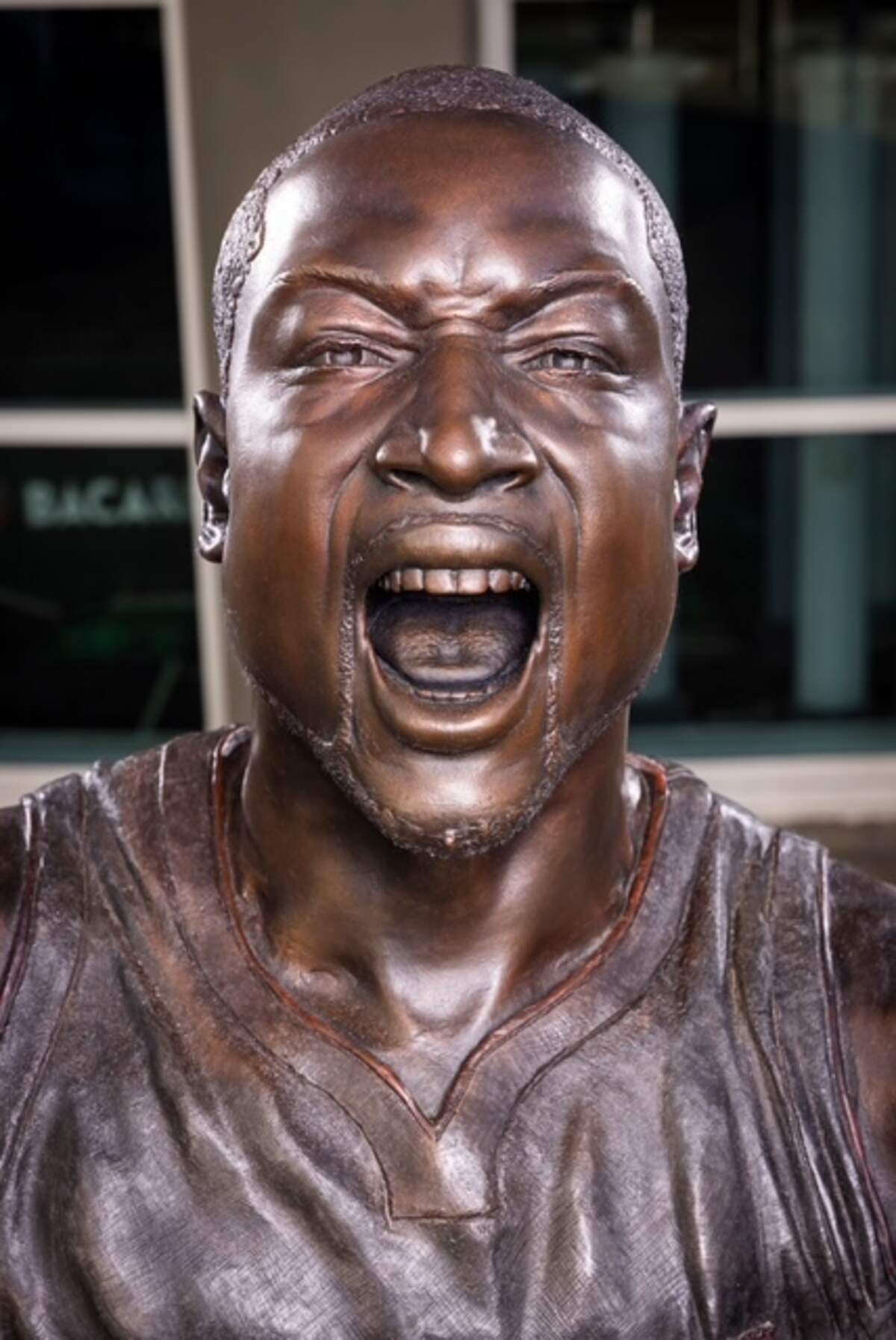 The Miami Heat replaced the head on Dwyane Wade’s bronze statue in front of Kaseya Center. This photo was taken on Oct. 30, 2026.
