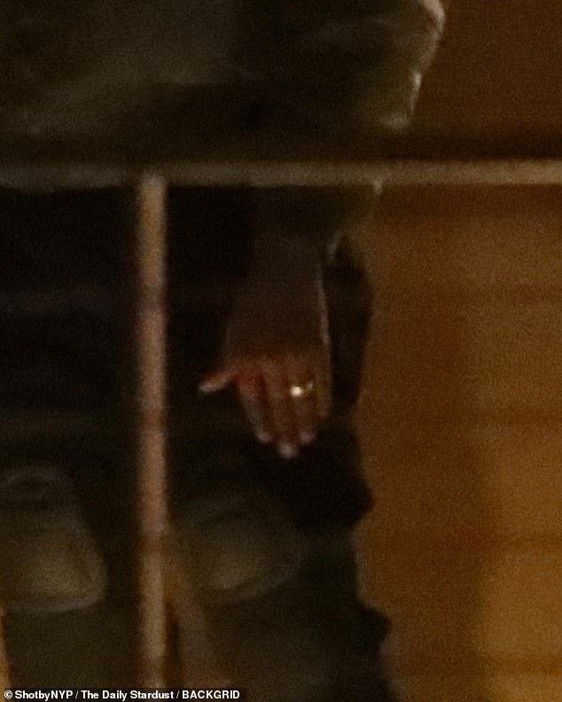 Locked down: They arrived at the restaurant just before North, with Kanye sporting what looked like a wedding bands on his finger