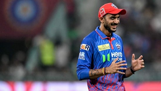 Axar Patel bowled three overs vs LSG. (AFP)