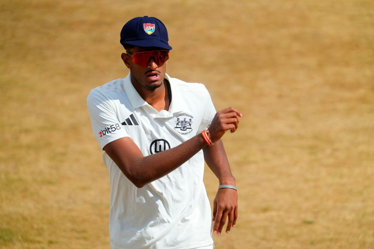 Aman Rao of Gloucestershire during Day 2 of the Rothesay County Championship Division 2 match between Gloucestershire and Worcestershire at College Ground, Cheltenham on 21 August 2026 (Photo: Rachel Le Poidevin/PPAUK)