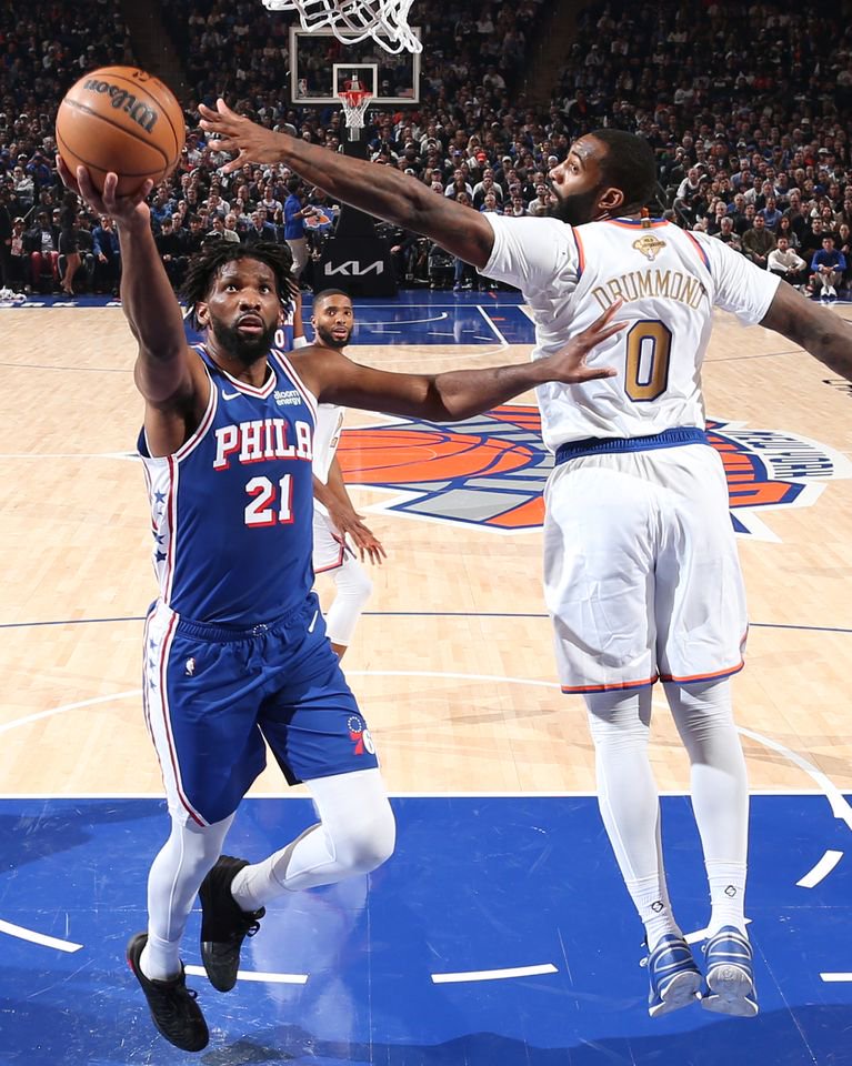 Joel Embiid (21) drives to the basket on Tuesday, Oct. 20, 2026.Credit: Nathaniel S. Butler/NBAE via Getty