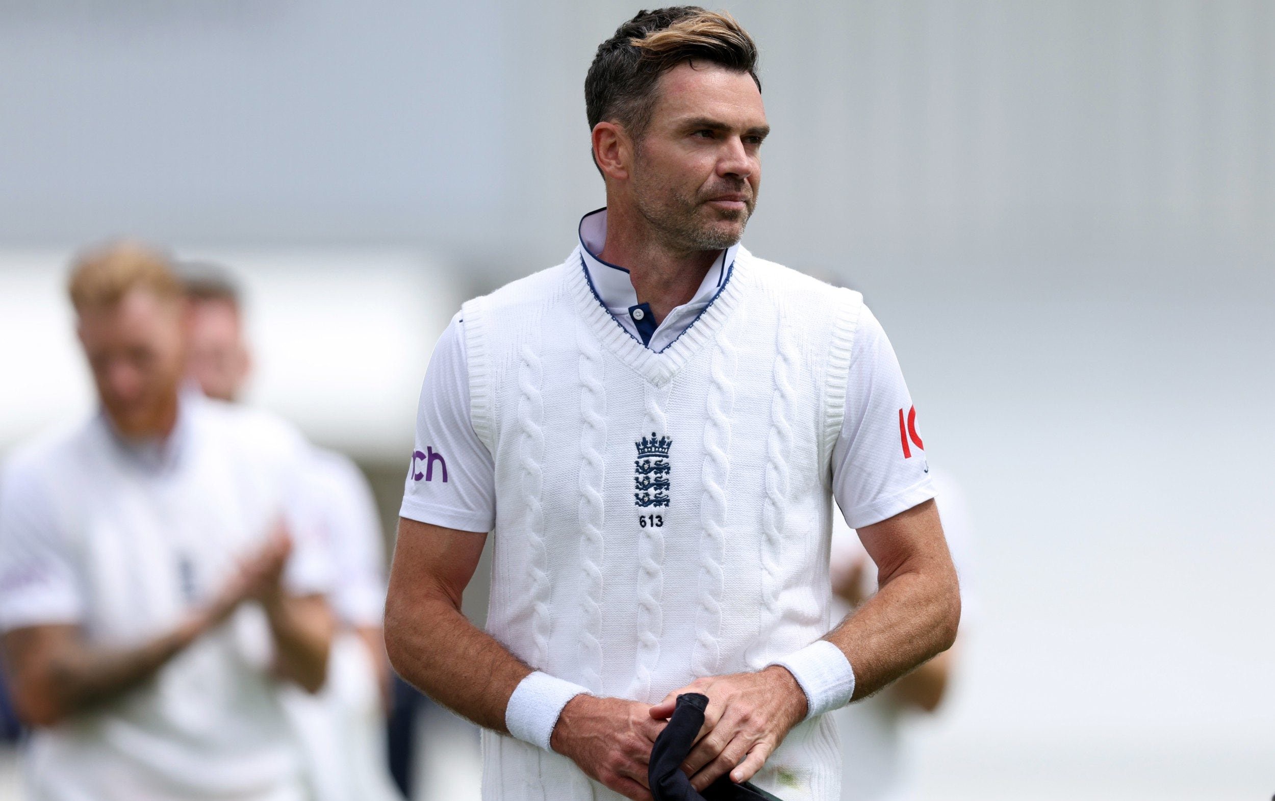 James Anderson leaves the field following his final test for England