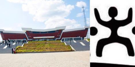 A collage image of Suswa Railway station (LEFT) and a representation of a dancer with the arms up (RIGHT).