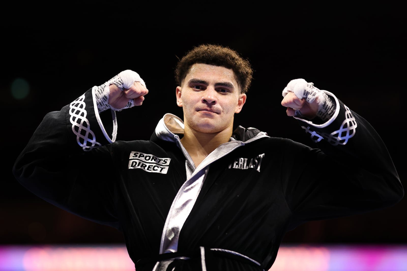 Adam Olaniyan after victory against Dan Garber at the O2 Arena in London, England. Photograph: Richard Heathcote/Getty Images
