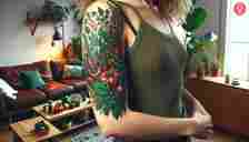 Vegetable garden tattoo on the upper arm