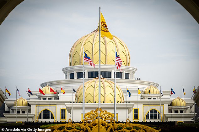 The view from in front of the main gate of Istana Negara during the coronation ceremony of the Yang Di-Pertuan Agong