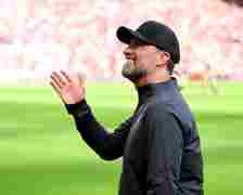 Jurgen Klopp manager of Liverpool during the Premier League match between Liverpool FC and Tottenham Hotspur at Anfield on May 05, 2024 in Liverpool, England. (Photo by Andrew Powell/Liverpool FC via Getty Images)