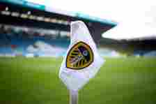 The Leeds United crest is seen on a corner flag prior to the Sky Bet Championship match between Leeds United and Cardiff City at Elland Road on Aug...