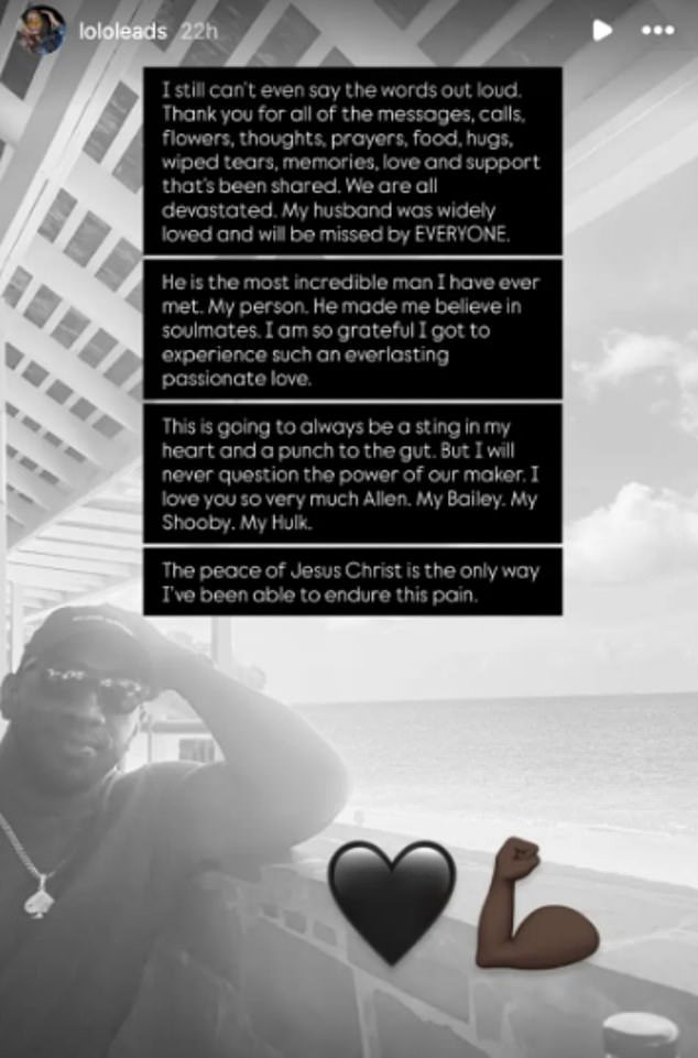 The distraught wife of deceased Chiefs alum Allen Bailey is speaking out over his passing