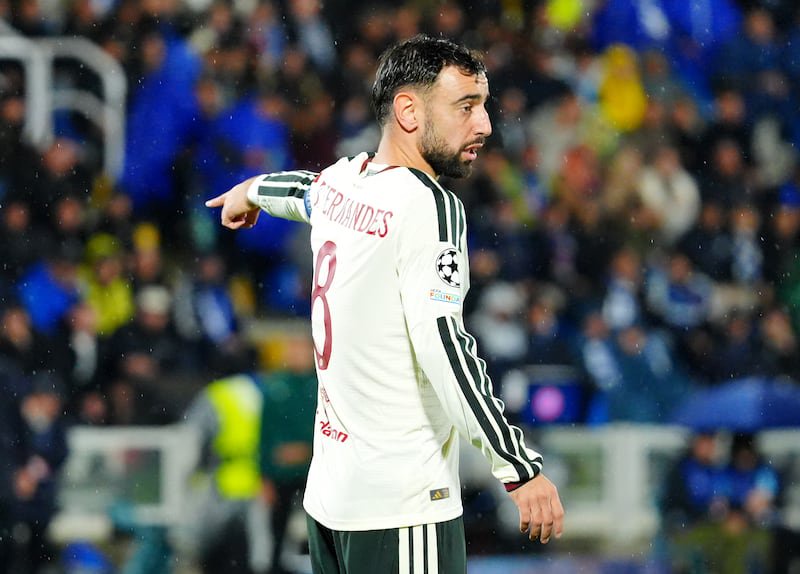 Bruno Fernandes in action during Manchester United’s Champions League defeat away to Como (Luca Rossini).