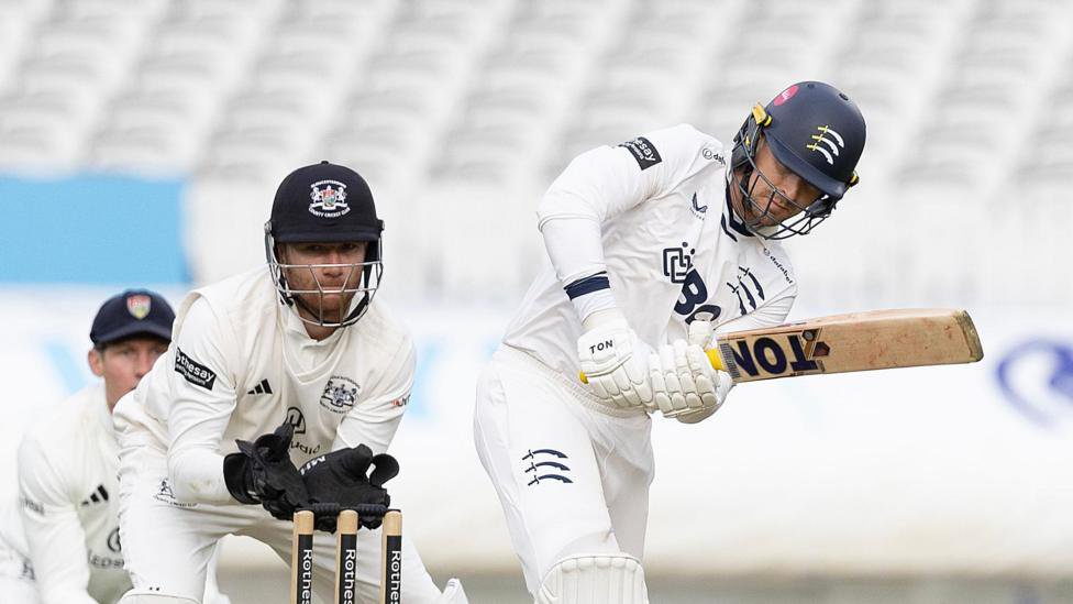Middlesex captain Leus du Plooy clips the ball away batting against Gloucestershire