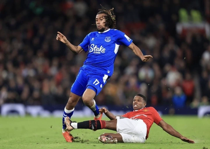 Man Utd defender, Tyrell Malacia Shares Photo of his 'dangerous' tackle at Alex Iwobi that injured the Everton star