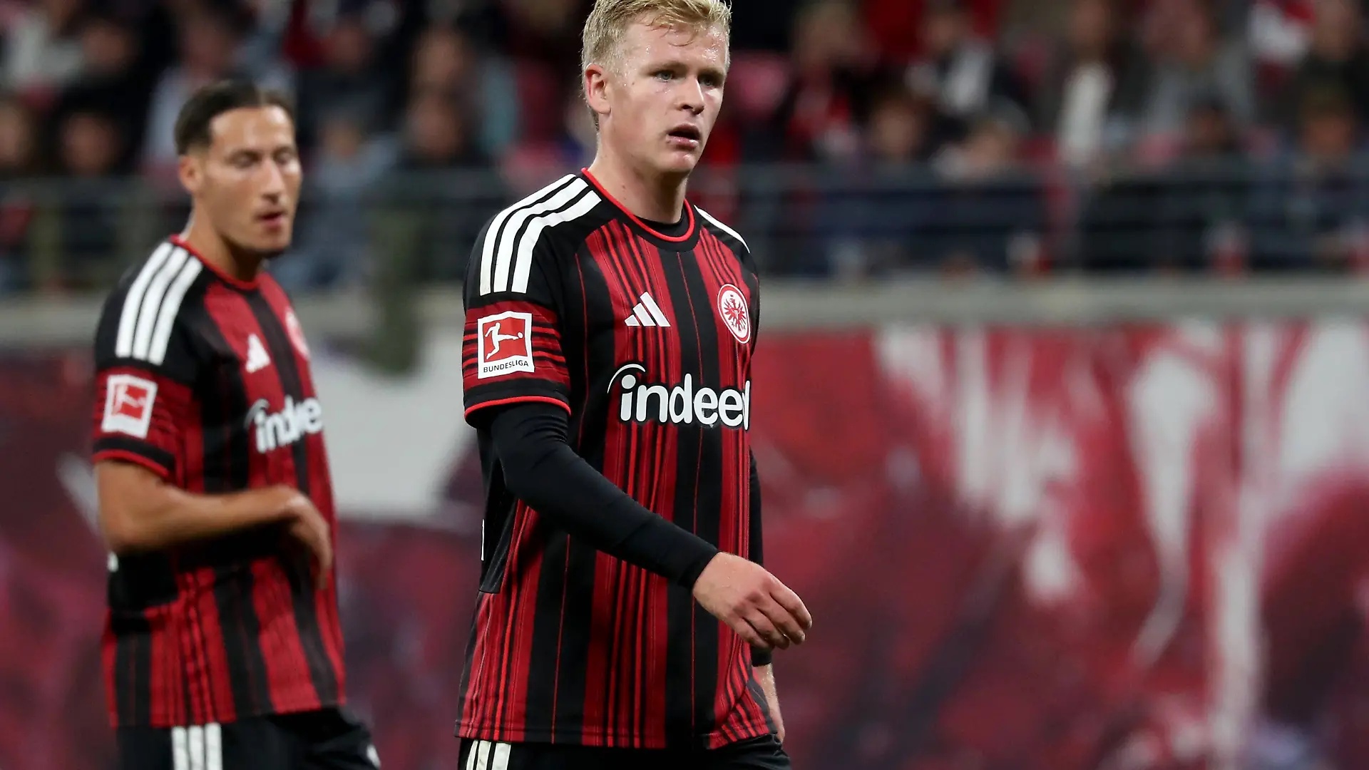 10.10.2026, xgox, Fussball 1.Bundesliga, RB Leipzig - Eintracht Frankfurt v.l. Jonathan Jonny Burkardt Eintracht Frankfurt Enttäuscht, traurig, frustriert, ratlos, DFL/DFB REGULATIONS PROHIBIT ANY USE OF PHOTOGRAPHS as IMAGE SEQUENCES and/or QUASI-VIDEO Leipzig *** October 10, 2026, xgox, Soccer, Bundesliga 1, RB Leipzig vs. Eintracht Frankfurt, Jonathan Jonny Burkardt, Eintracht Frankfurt: Disappointed, sad, frustrated, at a loss DFL and DFB regulations prohibit any use of photographs as image sequences and/or quasi-video. Leipzig