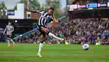 Jacob Murphy of Newcastle United (23) strikes the ball during the Premier League match between Burnley FC and Newcastle United at Turf Moor on May ...