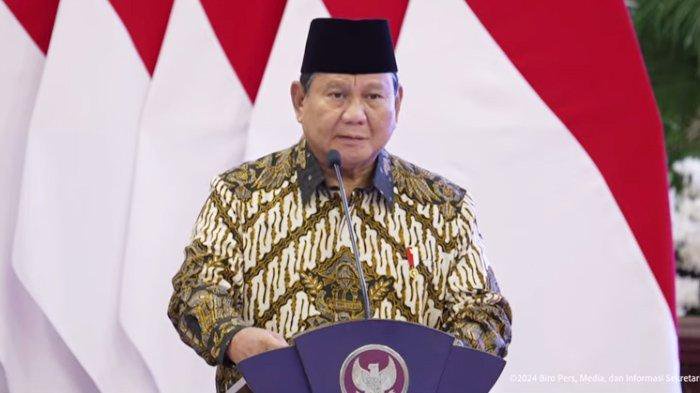 Presiden Prabowo Subianto menyampaikan pidato pada acara penyerahan secara digital daftar isian pelaksanaan anggaran atau DIPA dan Buku Alokasi Transfer ke Daerah atau TKD Tahun Anggaran 2025 yang sekaligus merupakan simbol dimulainya pelaksanaan tahun anggaran APBN 2025.
