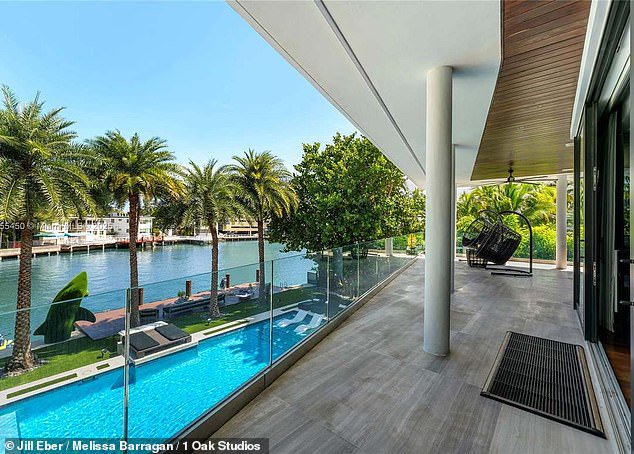 Built in 2014, the sprawling residence boasts 5,406 square feet of living space on a 0.41-acre lot, with around 90 feet of waterfront frontage