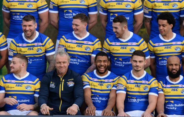 LEEDS, ENGLAND - JANUARY 18: Brian McDermott head coach of Leeds Rhinos and Kallum Watkins and the squad pose for a picture during the Leeds Rhinos Media Day at Leeds Rugby Academy on January 18, 2018 in Leeds, England. (Photo by Nathan Stirk/Getty Images)