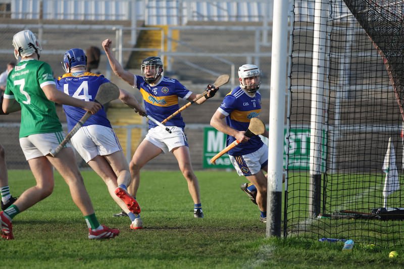 Portaferry’s Eoghan Sands scores a Goal  during Sunday’s Morgan Fuels Senior Hurling Championship Final at Páirc Esler in Newry.
PICTURE: COLM LENAGHAN