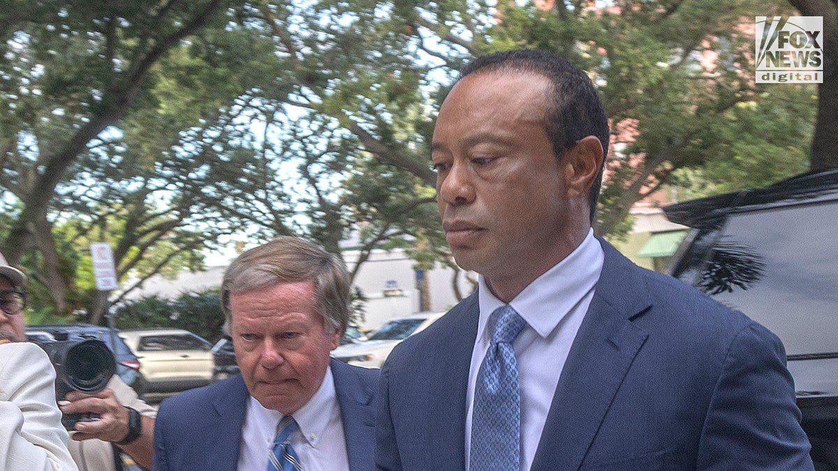 Tiger Woods arrives to court to attend a plea conference hearing in his DUI case, Wednesday, Sept. 2, 2026, in Stuart, Fla.